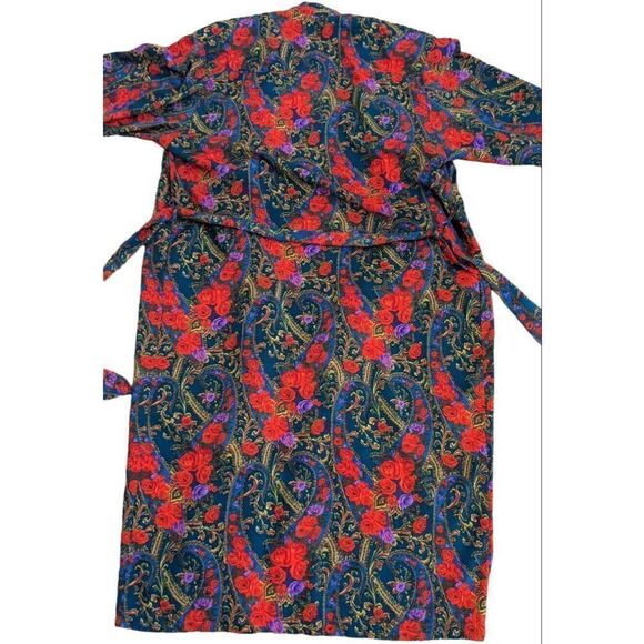 Victorias Secret Gold Label P/S Paisley Sheer Satin Belted Pocketed Robe Vintage - Picture 8 of 9